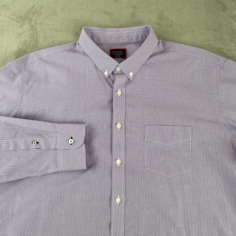 UNTUCKit Speri Shirt Men 3XLT Tall Purple Check Wrinkle Free Long Sleeve NWOT